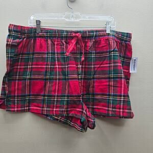 Old Navy NWT Tartan Plaid Flannel Boxer Pajama Shorts Cozy Red Multicolor 3X